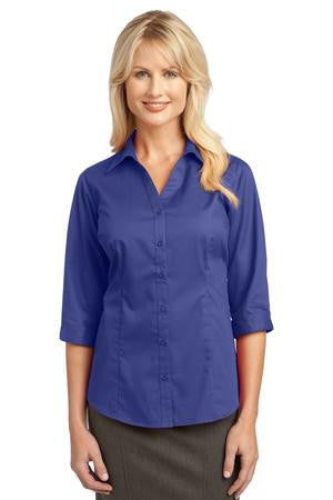 Port Authority Ladies 3/4-Sleeve Blouse. L6290 Mediterranean blue