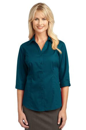 Port Authority Ladies 3/4-Sleeve Blouse. L6290 Ultra blue