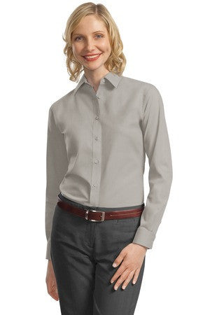Port Authority Ladies Long Sleeve Value Poplin Shirt. L632 Grey