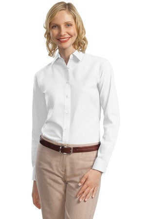 Port Authority Ladies Long Sleeve Value Poplin Shirt. L632 White