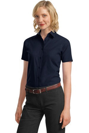 Port Authority Ladies Short Sleeve Value Poplin Shirt. L633 Navy