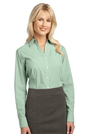 Port Authority Ladies Plaid Pattern Easy Care Shirt. L639 Green