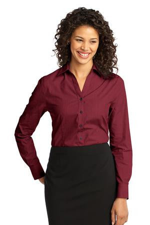 Port Authority Ladies Crosshatch Easy Care Shirt. L640 Red oxide