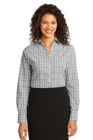 Port Authority Ladies Crosshatch Plaid Easy Care Shirt. L641 Charcoal