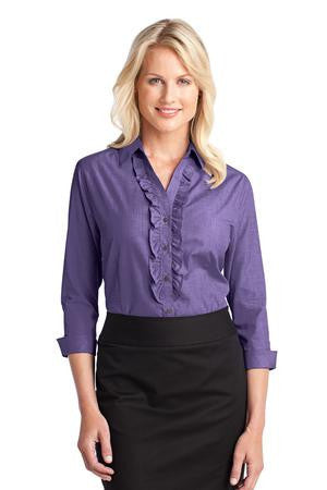 Port Authority Ladies Crosshatch Ruffle Easy Care Shirt. L644 Grape harvest
