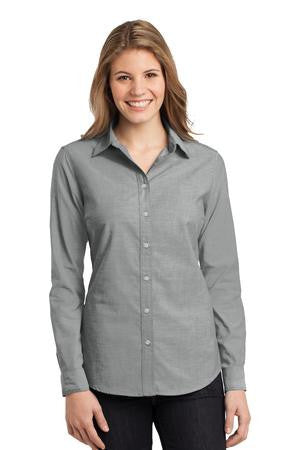 Port Authority Ladies Chambray Shirt. L653 Charcoal grey