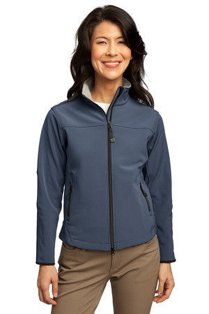 Port Authority Ladies Glacier Soft Shell Jacket.  L790 Atlantic Blue/Chrome