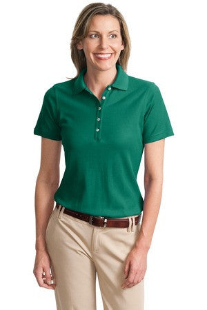 Port Authority Ladies EZCotton Pique Polo. L800 Emerald green