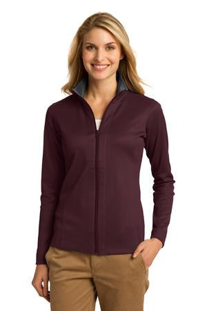 Port Authority Ladies Heavyweight Vertical Texture Full-Zip Jacket. L805 Maroon/ iron grey