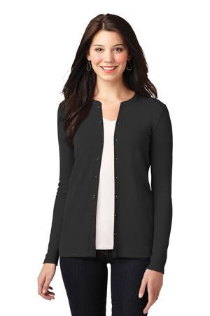 Port Authority Ladies Concept Stretch Button-Front Cardigan. LM1008 Black