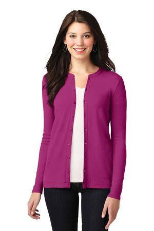 Port Authority Ladies Concept Stretch Button-Front Cardigan. LM1008 Magenta