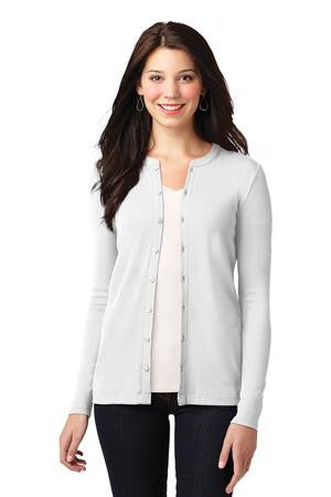 Port Authority Ladies Concept Stretch Button-Front Cardigan. LM1008 White