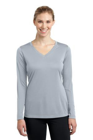 Sport-Tek Ladies Long Sleeve V-Neck Competitor Tee. LST353LS Silver