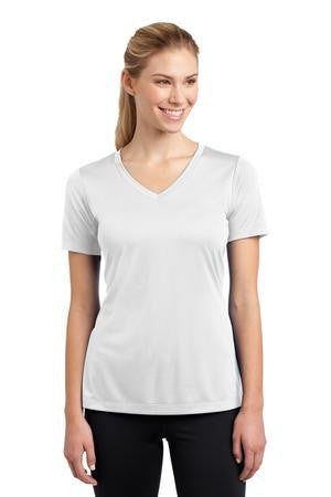 Sport-Tek Ladies V-Neck Competitor Tee. LST353 White