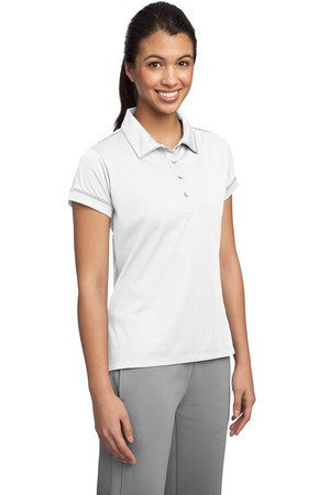 Sport-Tek Ladies Contrast Stitch Micropique Sport-Wick® Polo. LST659 White