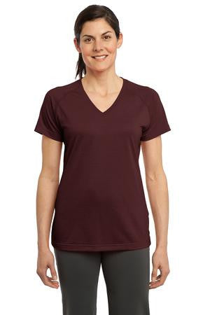 Sport-Tek Ladies Ultimate Performance V-Neck. LST700 Maroon