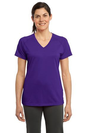 Sport-Tek Ladies Ultimate Performance V-Neck. LST700 Purple