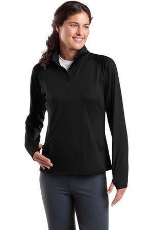 Sport-Tek Ladies Sport-Wick Stretch 1/2-Zip Pullover. LST850 Black