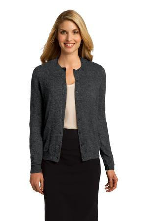 Port Authority Ladies Cardigan. LSW287 Charcoal Heather
