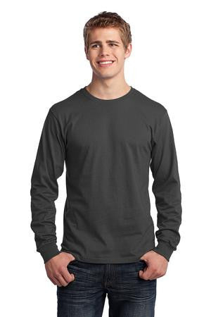 Port & Company - Long Sleeve 5.4-oz. 100% Cotton T-Shirt. PC54LS Charcoal