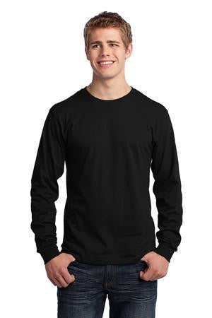 Port & Company - Long Sleeve 5.4-oz. 100% Cotton T-Shirt. PC54LS Jet black