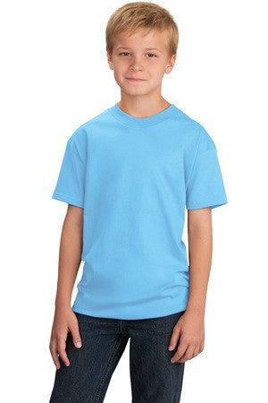 Port & Company - Youth 5.4-oz 100% Cotton T-Shirt. PC54Y Aquatic blue