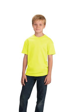 Port & Company - Youth 5.4-oz 100% Cotton T-Shirt. PC54Y Neon yellow