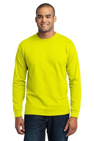 Port & Company - Long Sleeve 50/50 Cotton/Poly T-Shirt. PC55LS Safety green