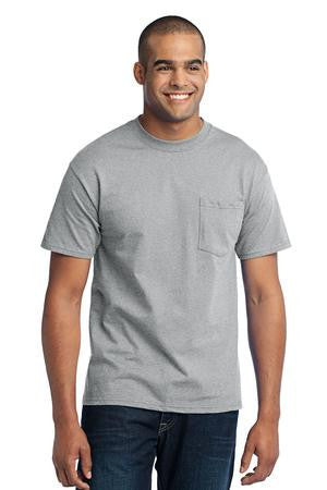 Port & Company - 50/50 Cotton/Poly T-Shirt with Pocket. PC55P Athletic Heather