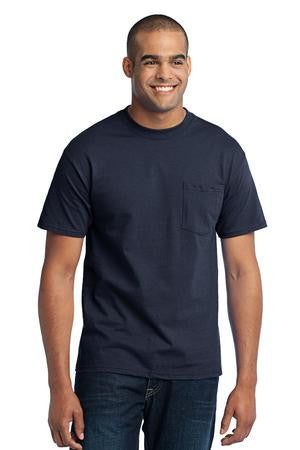 Port & Company - 50/50 Cotton/Poly T-Shirt with Pocket. PC55P Navy