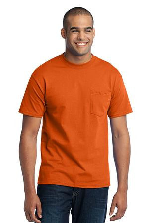 Port & Company Tall 50/50 Cotton/Poly T-Shirt with Pocket. PC55PT Aquatic blue