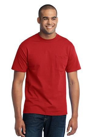 Port & Company Tall 50/50 Cotton/Poly T-Shirt with Pocket. PC55PT Aquatic blue