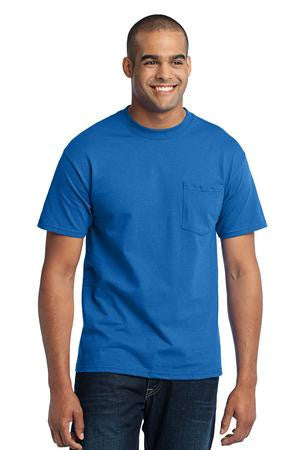 Port & Company Tall 50/50 Cotton/Poly T-Shirt with Pocket. PC55PT Aquatic blue