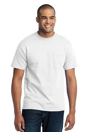 Port & Company Tall 50/50 Cotton/Poly T-Shirt with Pocket. PC55PT Aquatic blue