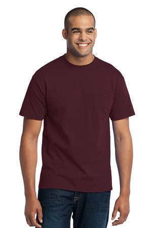 Port & Company - 50/50 Cotton/Poly T-Shirt with Pocket. PC55P Athletic Maroon