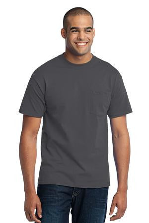 Port & Company - 50/50 Cotton/Poly T-Shirt with Pocket. PC55P Charcoal