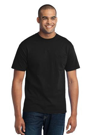 Port & Company Tall 50/50 Cotton/Poly T-Shirt with Pocket. PC55PT Aquatic blue