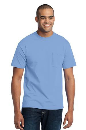 Port & Company Tall 50/50 Cotton/Poly T-Shirt with Pocket. PC55PT Aquatic blue