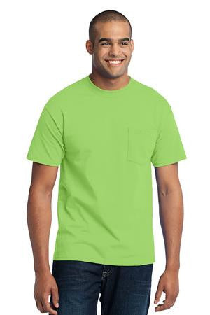 Port & Company - 50/50 Cotton/Poly T-Shirt with Pocket. PC55P Lime