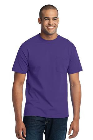 Port & Company - 50/50 Cotton/Poly T-Shirt with Pocket. PC55P Purple