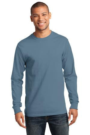 Port & Company - Long Sleeve Essential T-Shirt. PC61LS Stonewashed Blue