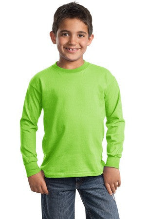 Port & Company - Youth Long Sleeve Essential T-Shirt. PC61YLS Lime
