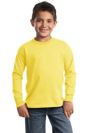 Port & Company - Youth Long Sleeve Essential T-Shirt. PC61YLS Yellow
