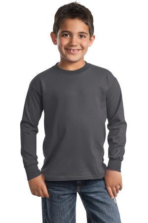 Port & Company - Youth Long Sleeve Essential T-Shirt. PC61YLS Charcoal