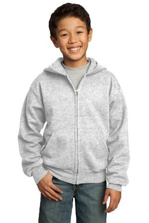 Port & Company - Youth Full-Zip Hooded Sweatshirt.  PC90YZH Ash
