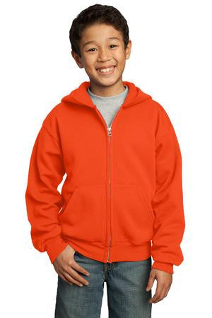 Port & Company - Youth Full-Zip Hooded Sweatshirt.  PC90YZH Orange