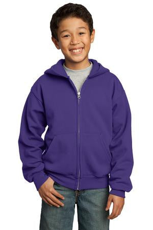 Port & Company - Youth Full-Zip Hooded Sweatshirt.  PC90YZH Purple
