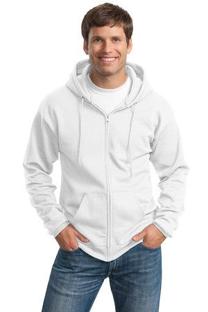 Port & Company Tall Ultimate Full-Zip Hooded Sweatshirt. PC90ZHT Ash