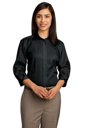Red House - Ladies 3/4-Sleeve Dobby Non-Iron Button-Down Shirt. RH61