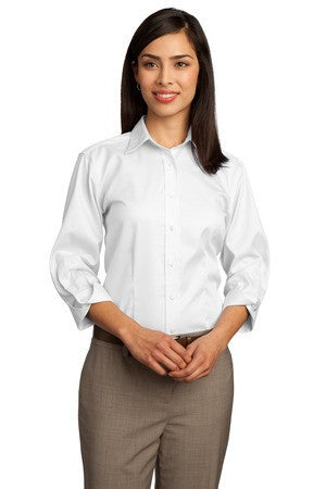 Red House - Ladies 3/4-Sleeve Dobby Non-Iron Button-Down Shirt. RH61